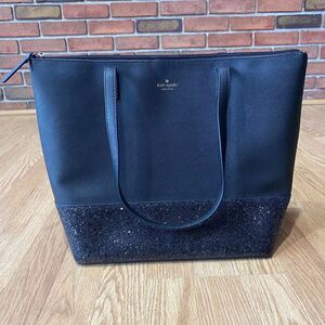 Kate Spade Greta Court Penny Glitter Large Tote Bag Black